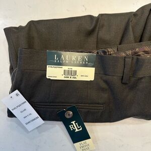 Lauren Ralph Lauren Olive Flat Front Pants